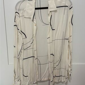 Zara White and Black Patterned Blouse